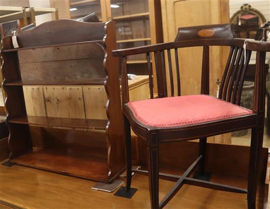 A Victorian mahogany four tier wall bracket and an Edwardian corner chair Bracket W.73cm